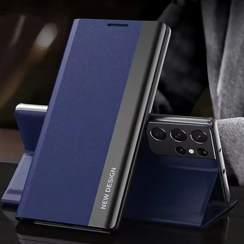 2024 The 4th Generation Side Window Magnetic Plating Bracket Flip Phone Case For Samsung Galaxy S24 Ultra