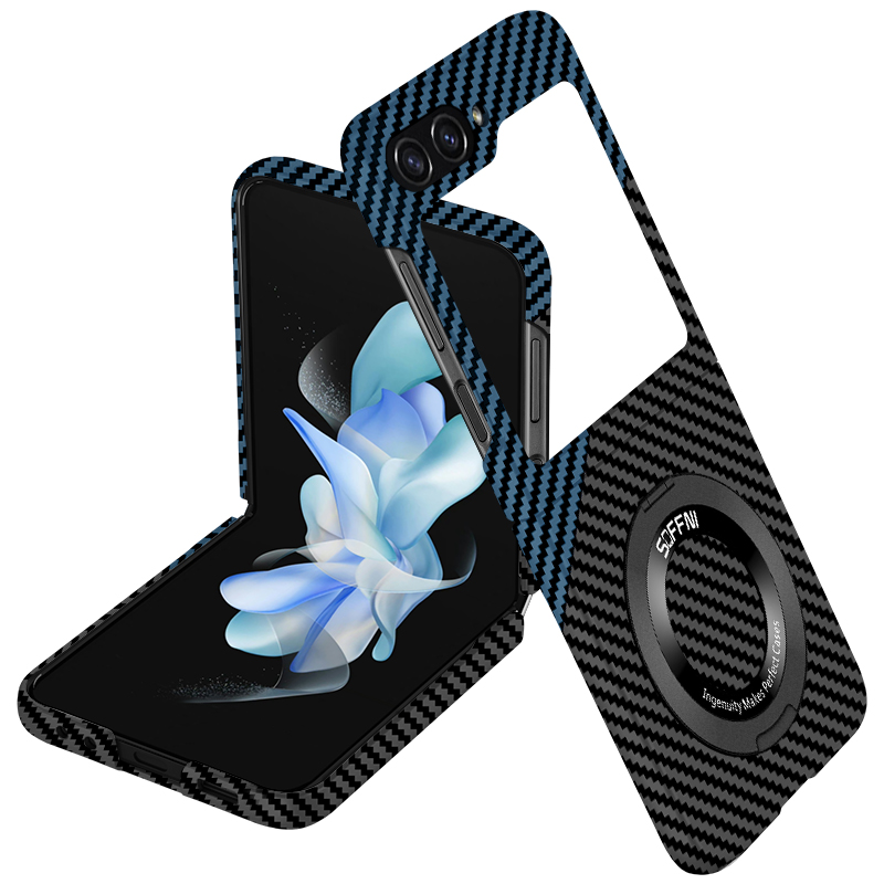 Ultra Thin Matte Carbon Fiber Wireless Charging Magnetic Ring for Samsung Galaxy Z Flip 5 4 3 