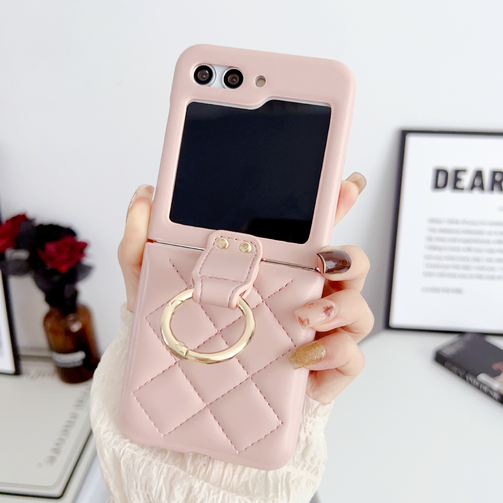 Matte Leather Ring Bracket Lanyard Folding Shockproof Case For Samsung Galaxy  Z Flip 6 5 4 3 