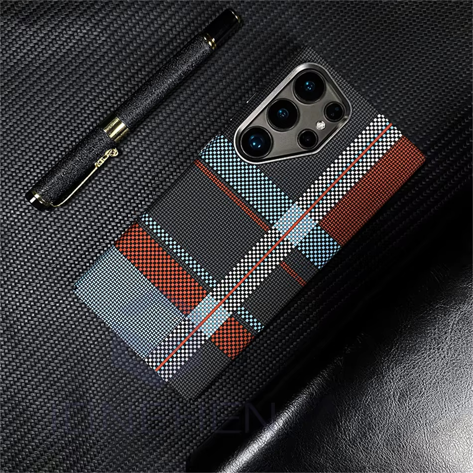 Metal Lens Carbon Fiber Texture Magnetic Case For Samsung Galaxy S24 Ultra