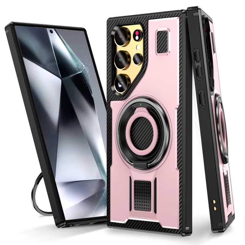 Shockproof Armor Ring Stand Metal Bracket Case for Samsung Galaxy S24 Ultra Plus
