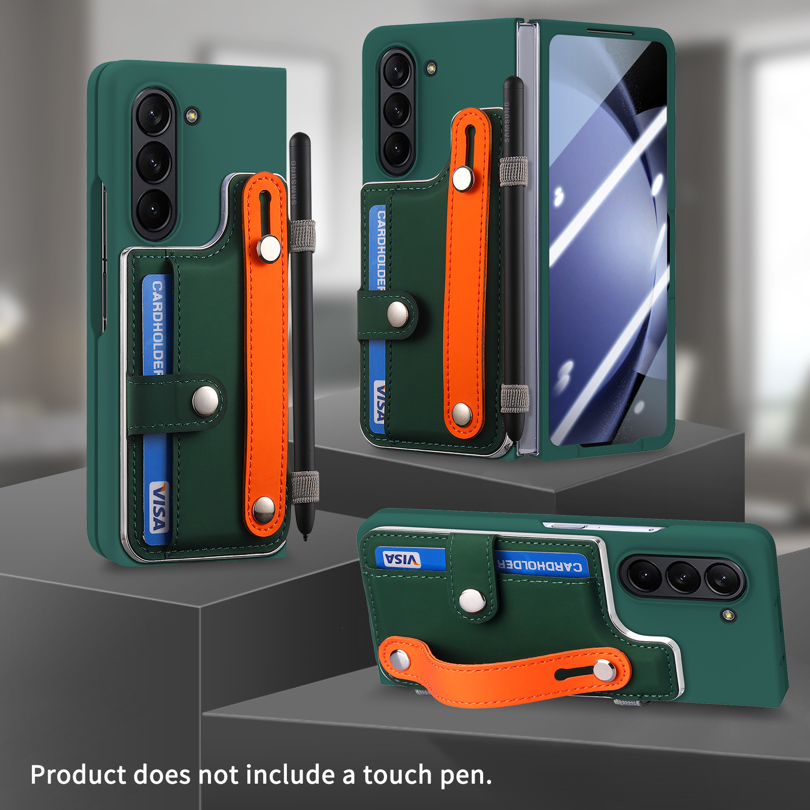 New Arrival Card Slot Wallet Case with Pen Holder & Screen Protector Wrist Strap Cover For Samsung Galaxy Z Fold 6 5 