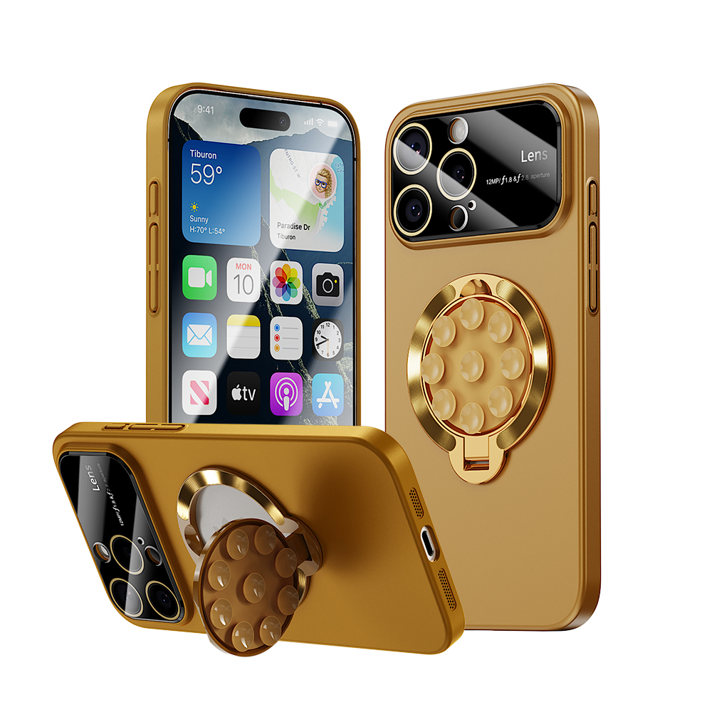 Luxury Suction Cup Holder Stand Magsafe Case for iPhone 16 15 14 13 12 Pro Max