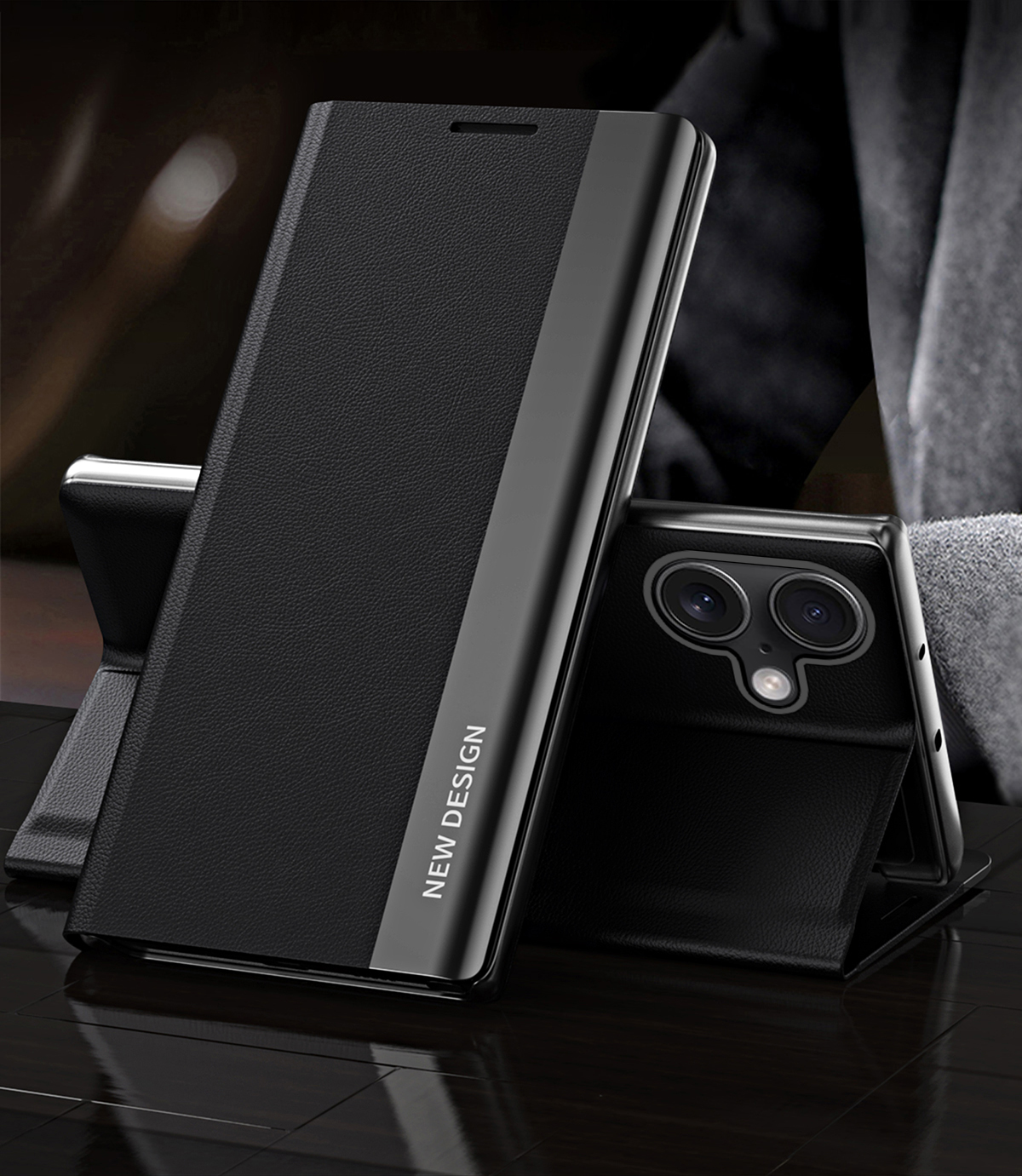 Luxury Flip Leather Invisible Plating Bracket Phone Case For iPhone 16 Series