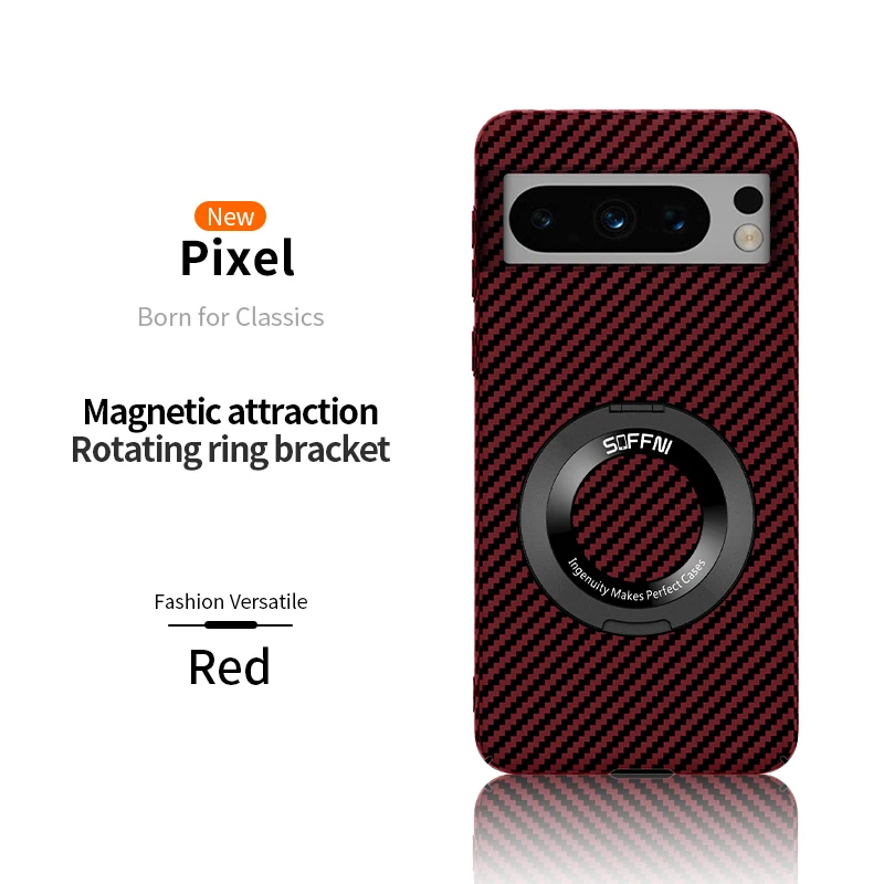 Ultra Thin Matte Carbon Fiber Wireless Charging Magnetic Ring For Google Pixel 8 7 Pro 7A