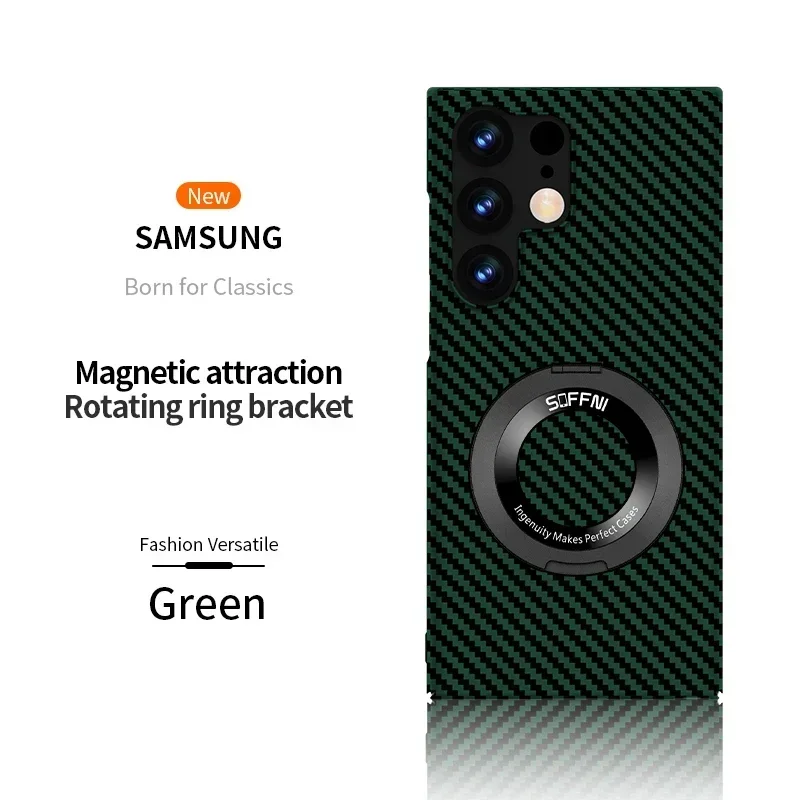 Ultra Thin Matte Carbon Fiber Wireless Charging Magnetic Ring for Samsung Galaxy S24 S23 S22 S21 Series