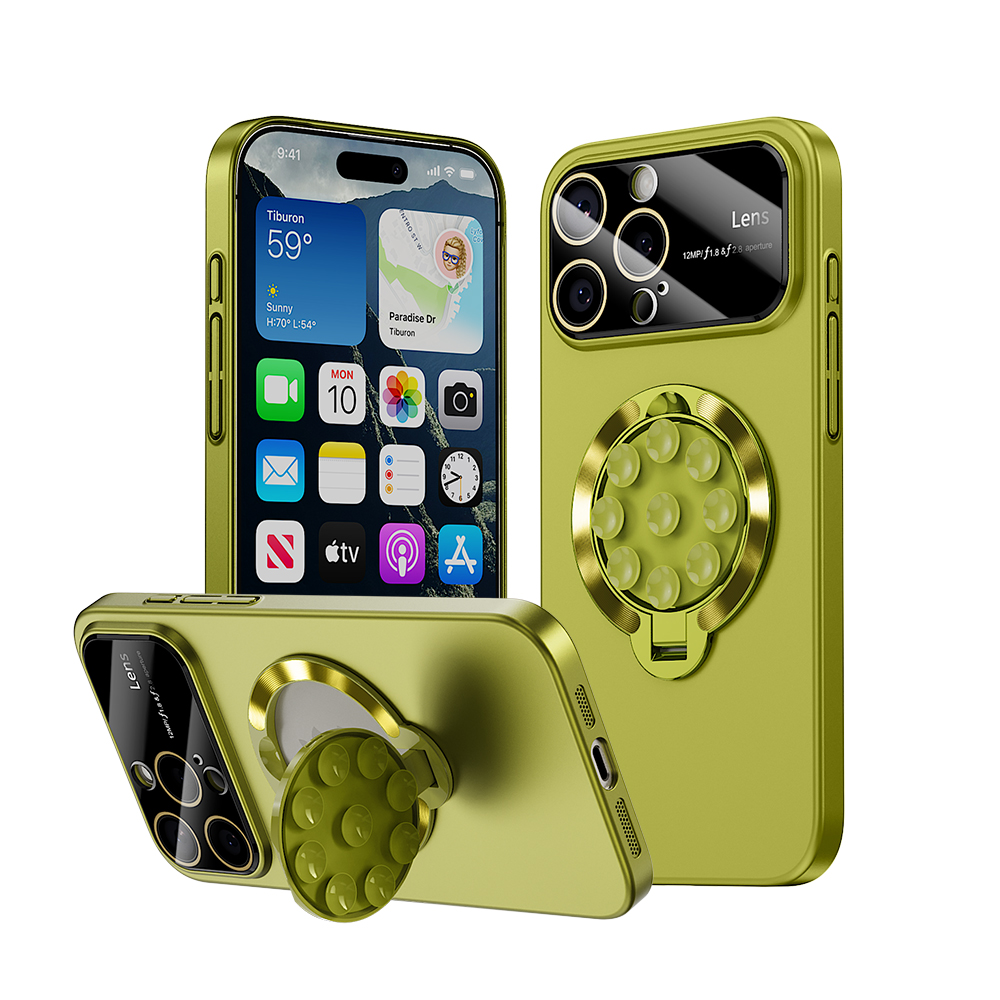 Luxury Suction Cup Holder Stand Magsafe Case for iPhone 16 15 14 13 12 Pro Max