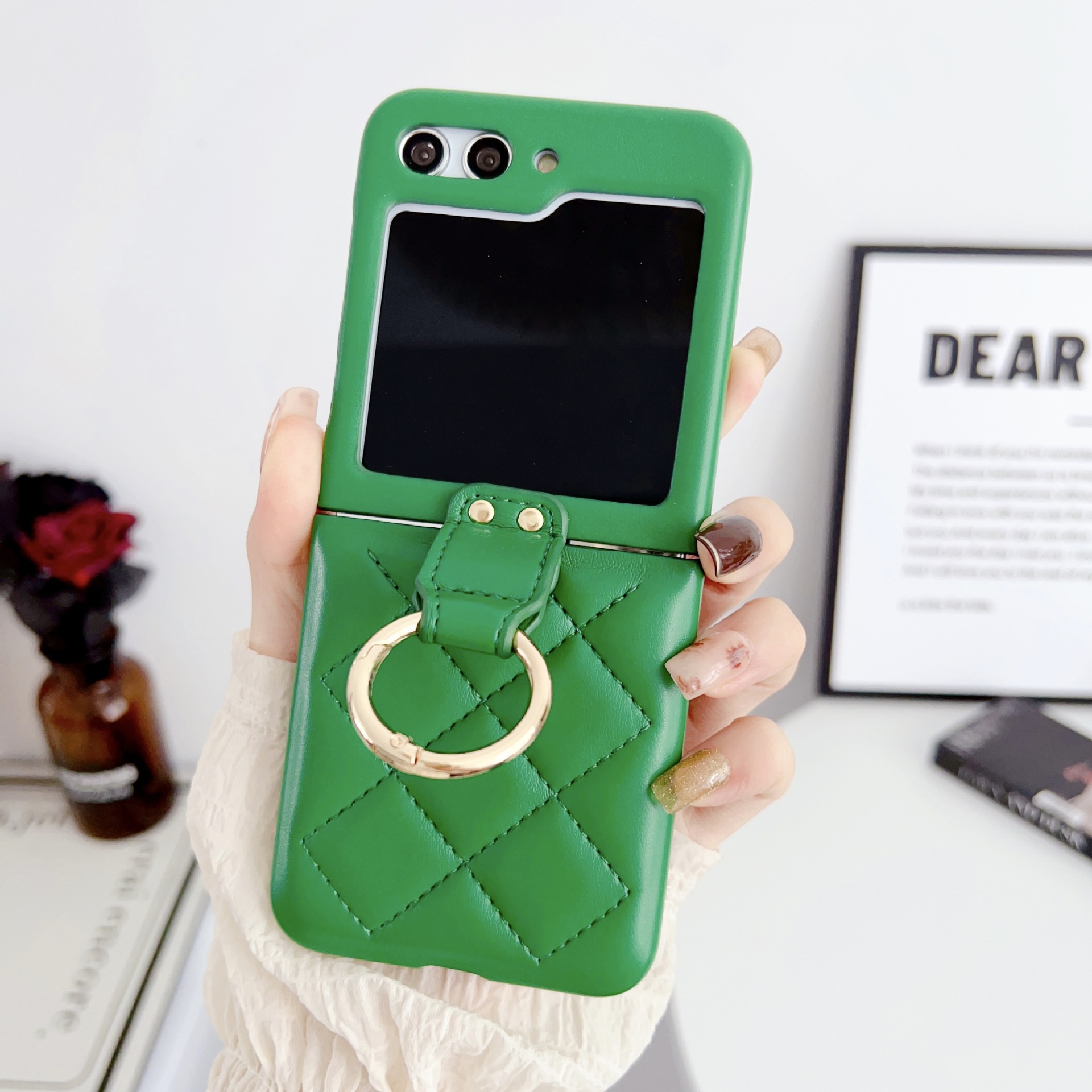 Matte Leather Ring Bracket Lanyard Folding Shockproof Case For Samsung Galaxy  Z Flip 6 5 4 3 