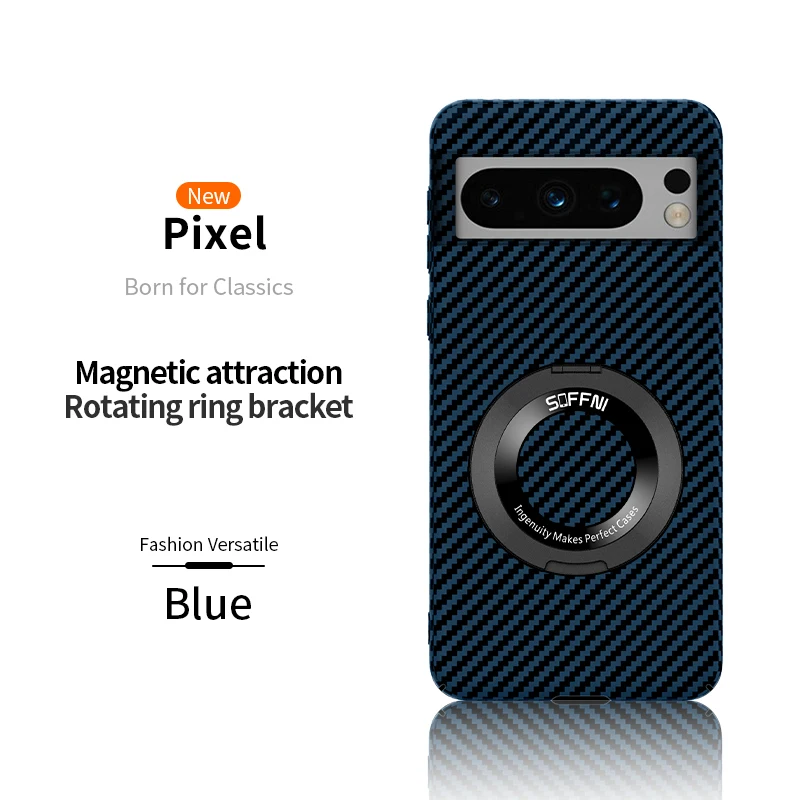 Ultra Thin Matte Carbon Fiber Wireless Charging Magnetic Ring For Google Pixel 8 7 Pro 7A