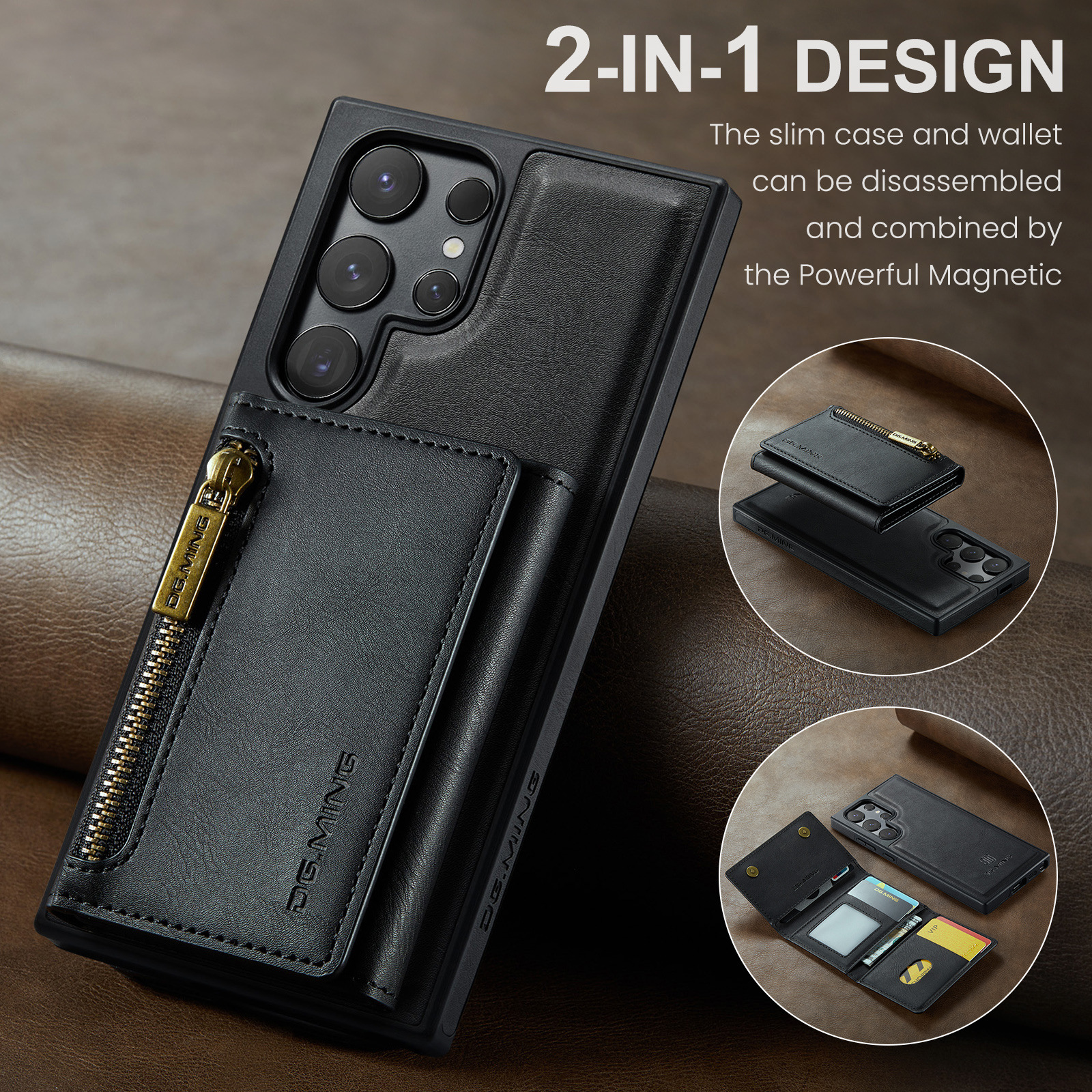 2 In 1 Detachable Magnetic Leather Wallet Phone Case For Samsung Galaxy S24/S23 Series