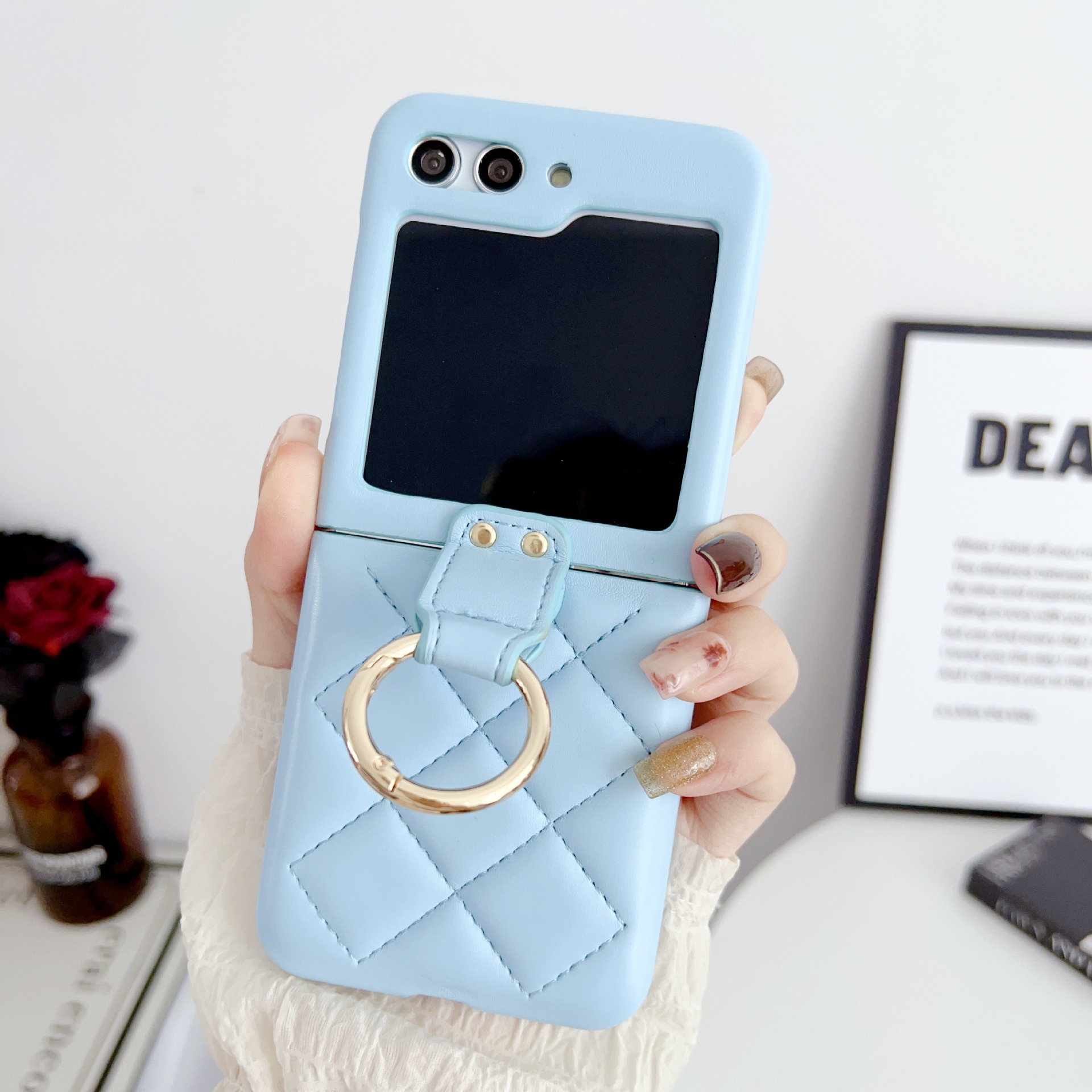 Matte Leather Ring Bracket Lanyard Folding Shockproof Case For Samsung Galaxy  Z Flip 6 5 4 3 