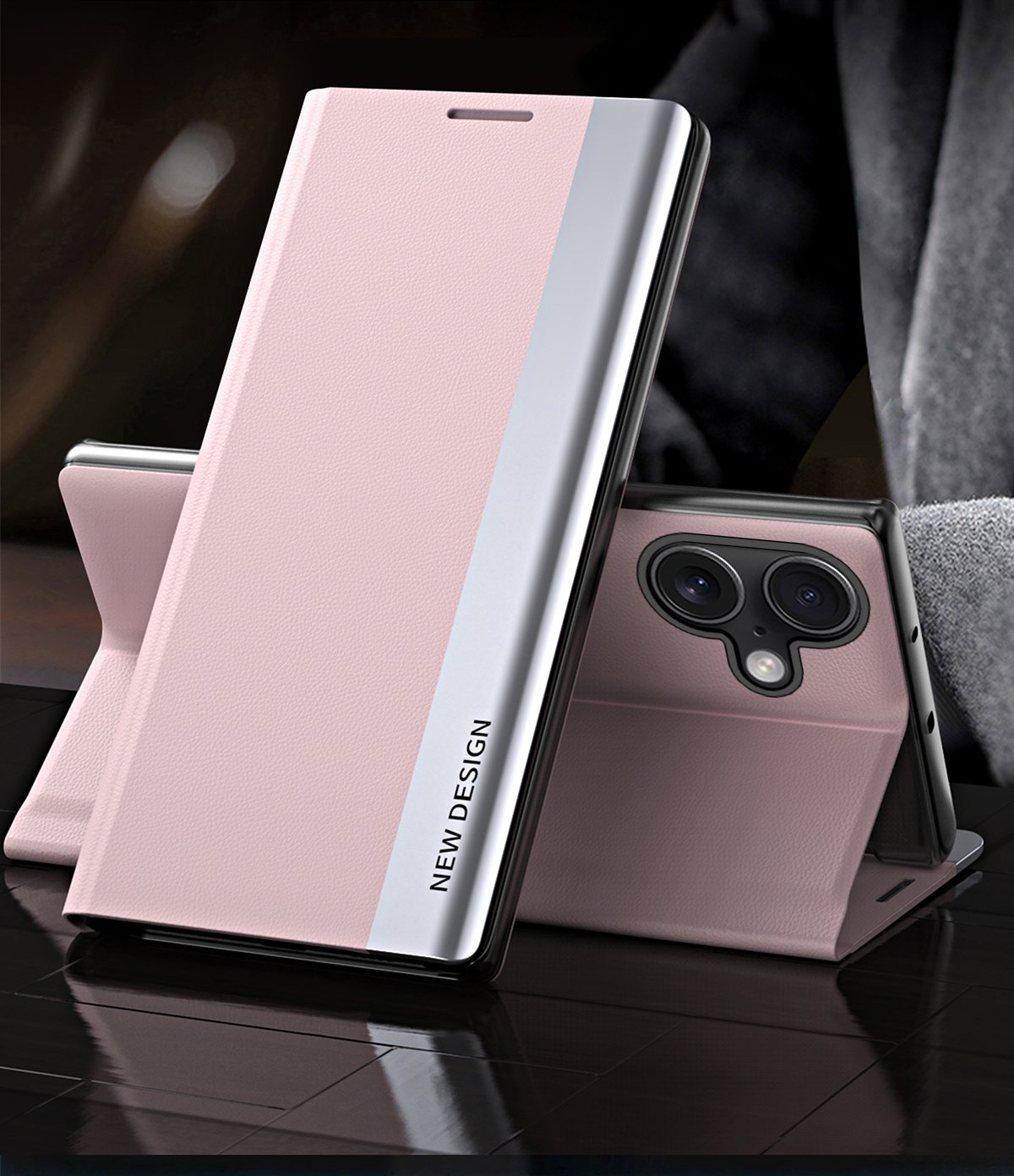 Luxury Flip Leather Invisible Plating Bracket Phone Case For iPhone 16 Series