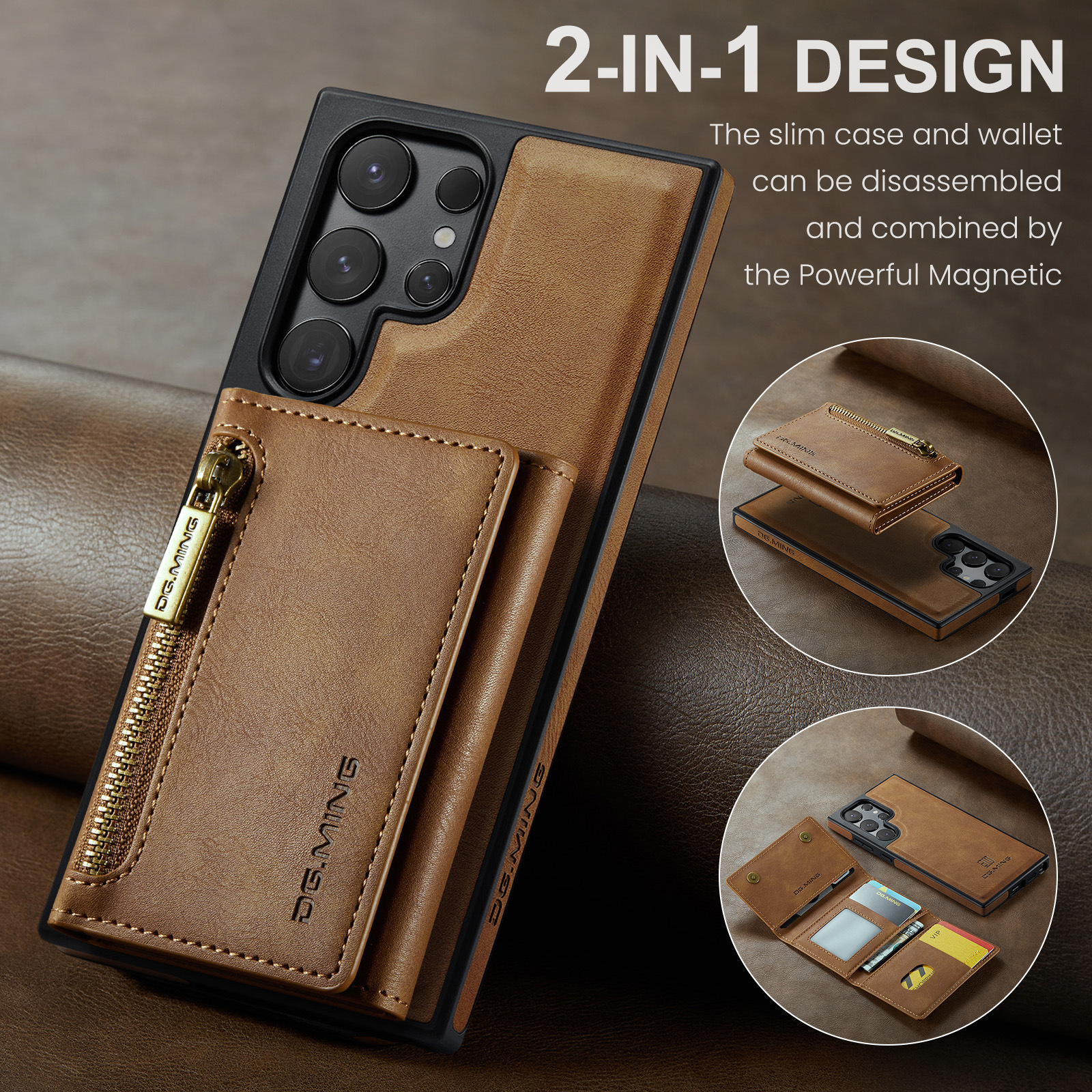 2 In 1 Detachable Magnetic Leather Wallet Phone Case For Samsung Galaxy S24/S23 Series