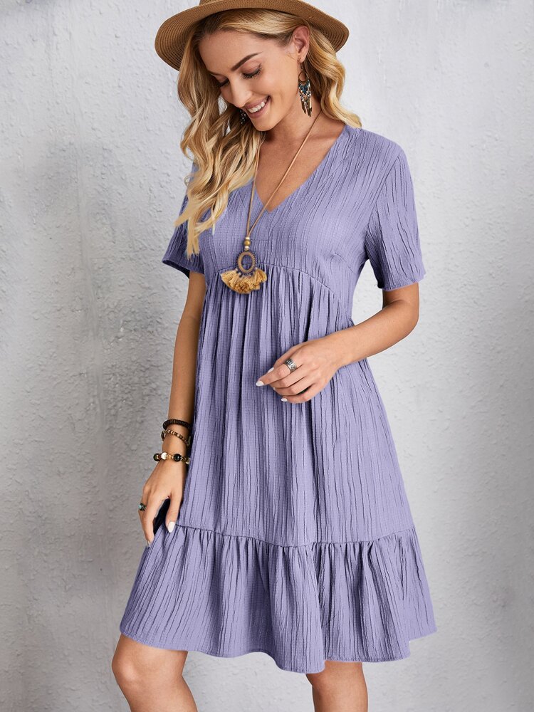 2024 Women's Popular Summer Loose Casual Short-Sleeved Belted Flowing Dress