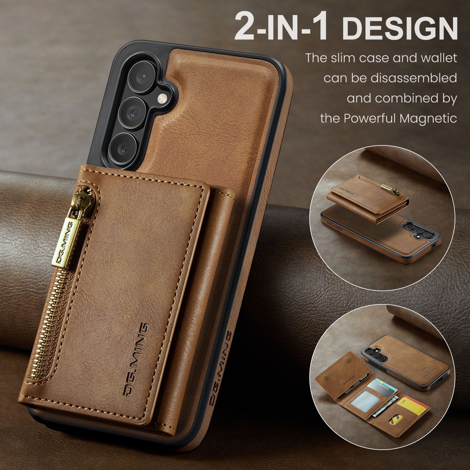 2 In 1 Detachable Magnetic Leather Wallet Phone Case For Samsung Galaxy S23/S24 FE