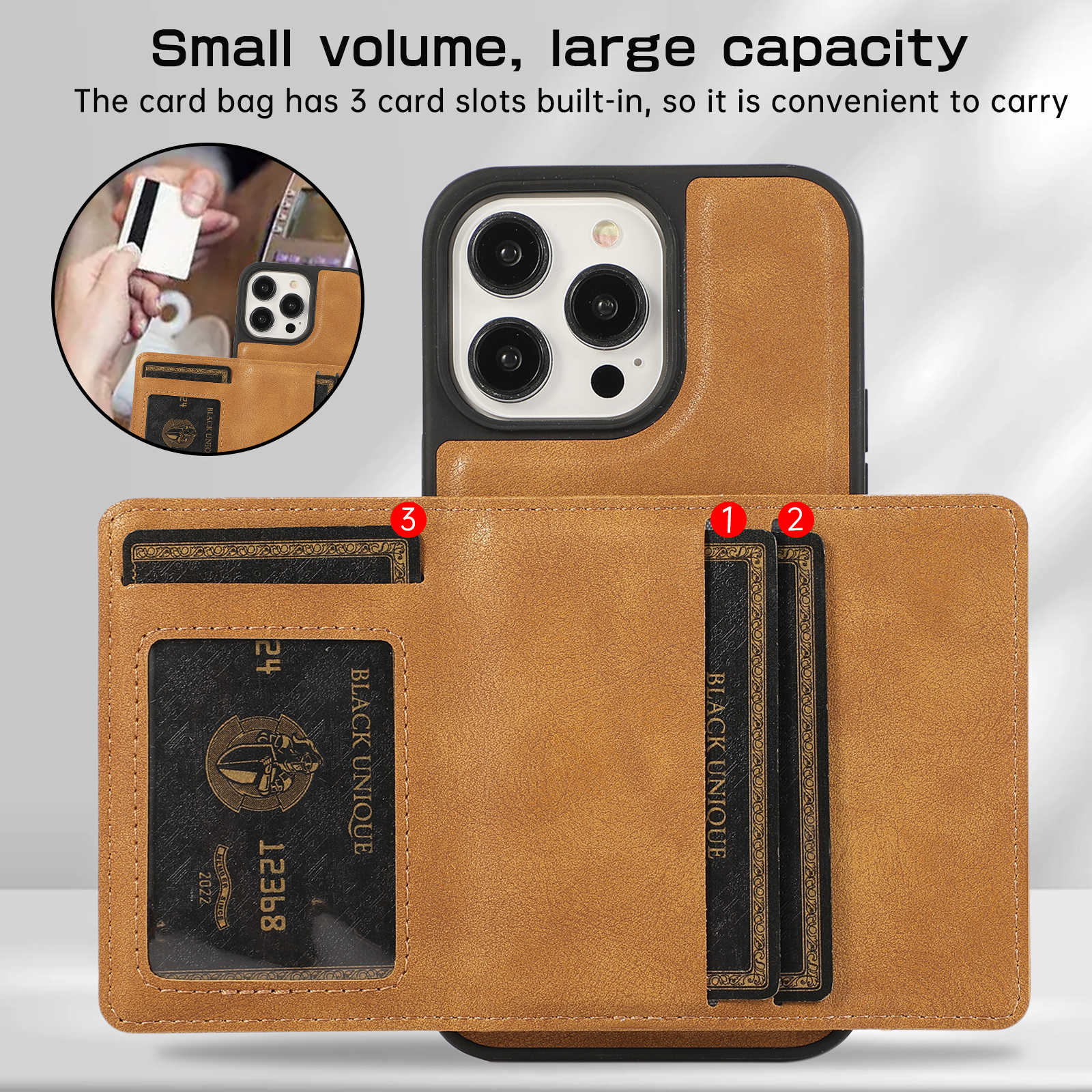 2 in 1 Detachable Magnetic Phone Case with Card Holder for iPhone 16 15 14 13 12 Series