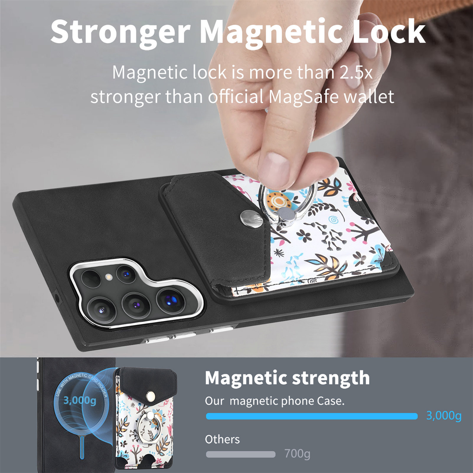 2-in-1 Magnetic Detachable Painted Card Slot Wallet Case for Samsung Galaxy S24 S23 S22 Series