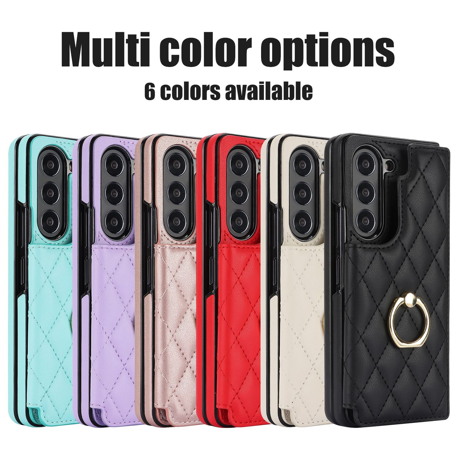 Luxury Wallet Leather Case Blocking Ring Kickstand Flip Leather Case for Samsung Galaxy Z Fold 3 4 5 6