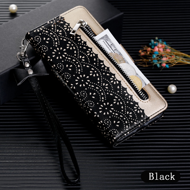 Luxury Lace Flower Zipper Wallet Case for Samsung Galaxy S23FE