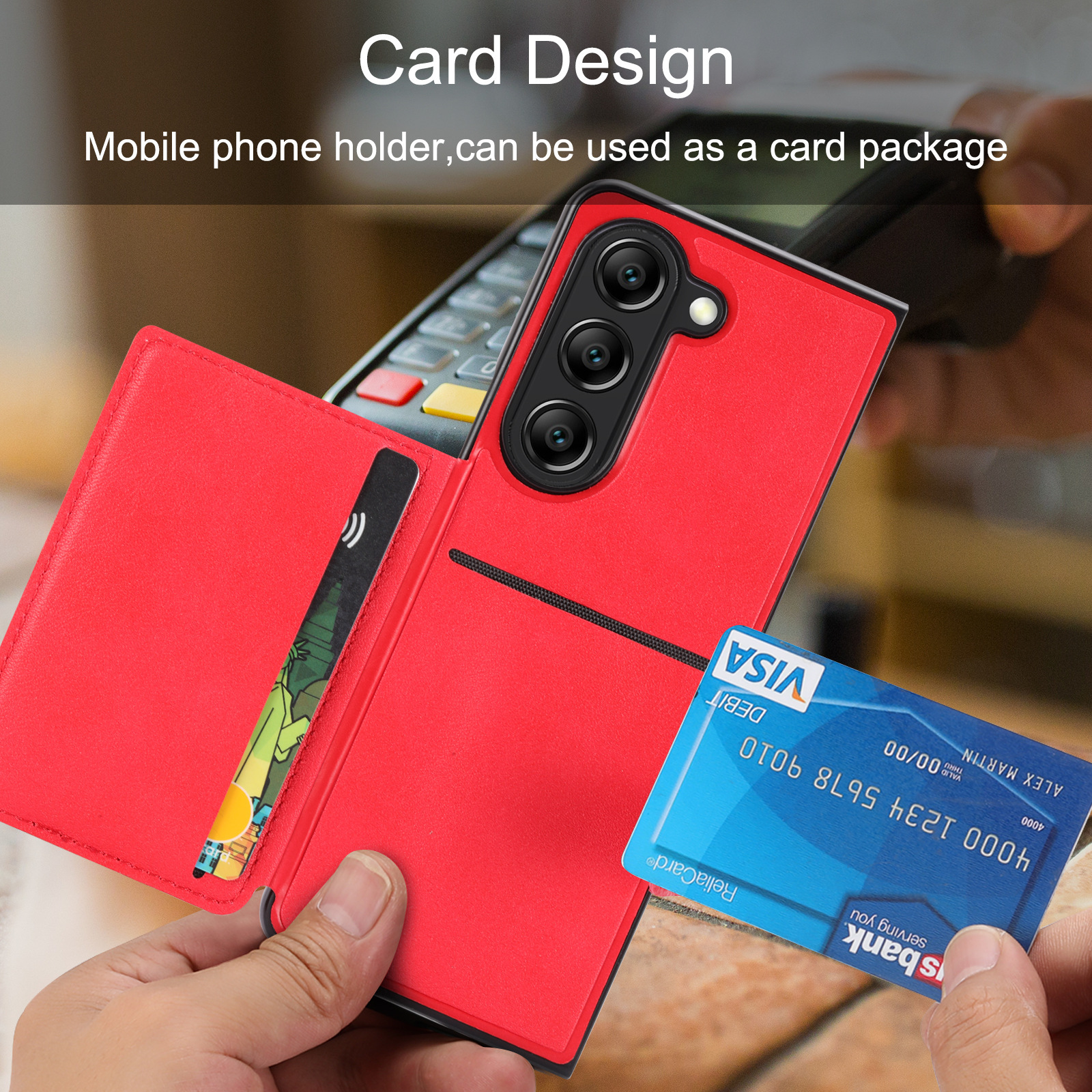 Litchi Leather Cards Slot Wallet Phone Case for Samsung Galaxy Z Fold 6 5 4 3 