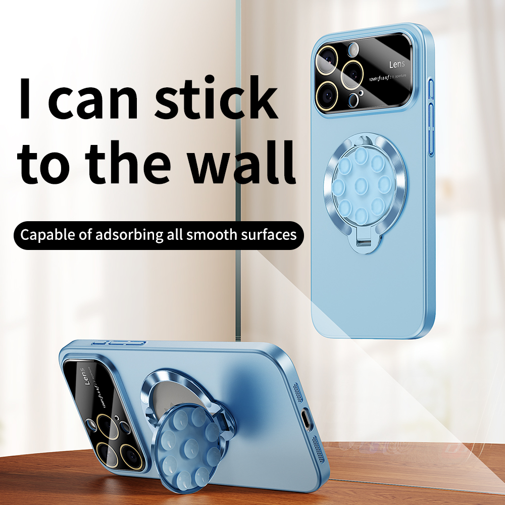 Luxury Suction Cup Holder Stand Magsafe Case for iPhone 16 15 14 13 12 Pro Max