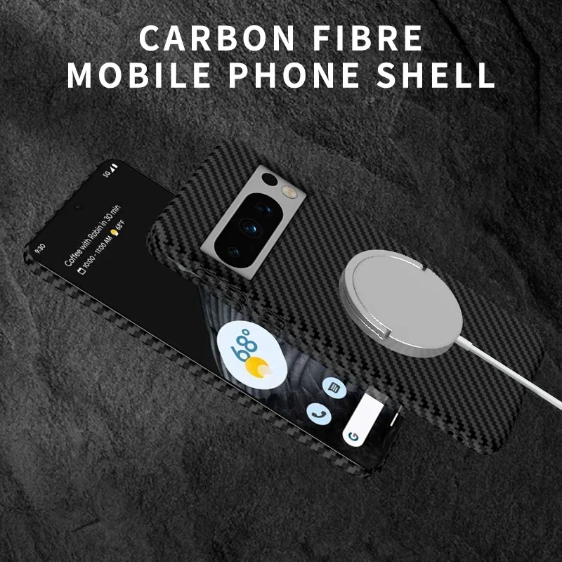 Ultra Thin Matte Carbon Fiber Wireless Charging Magnetic Ring For Google Pixel 8 7 Pro 7A