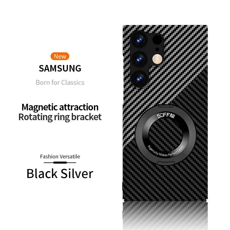 Ultra Thin Matte Carbon Fiber Wireless Charging Magnetic Ring for Samsung Galaxy S24 S23 S22 S21 Series
