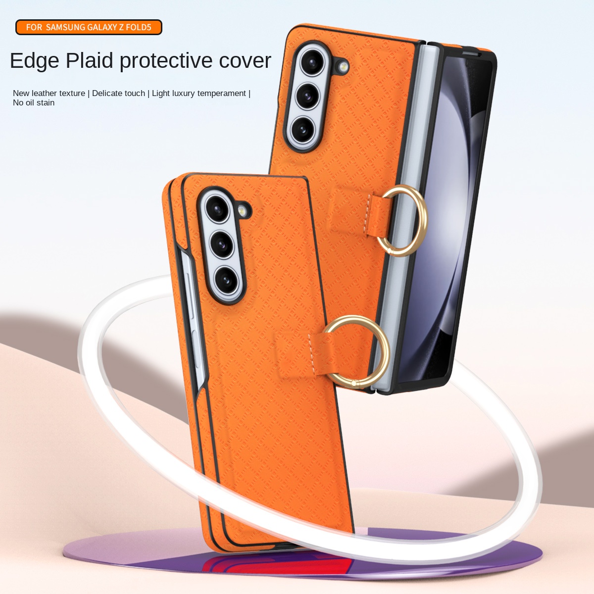 High Quality Leather Ring Phone Case for Samsung Galaxy Z Fold 5 4 3