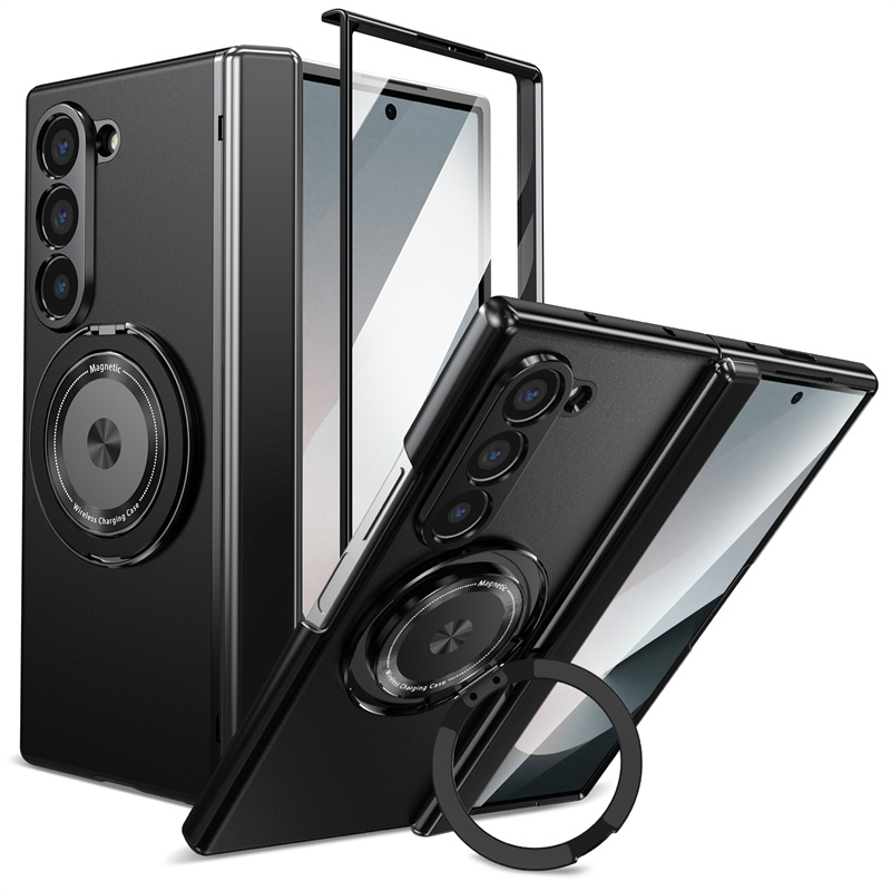 Luxury Matte Solid Color 360° Rotating Bracket Phone Case For Samsung Galaxy Z Fold 6 5 4 3 
