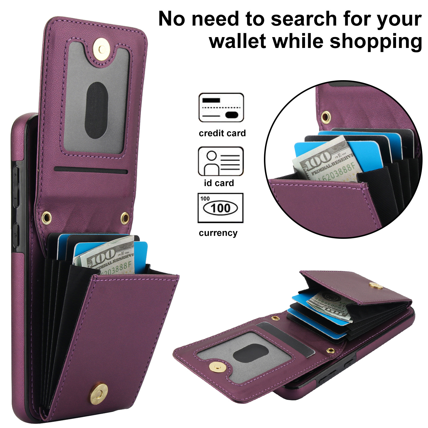 Crossbody Lanyard Leather Wallet Card Phone Case for Samsung Galaxy A55 A35 A25 A15