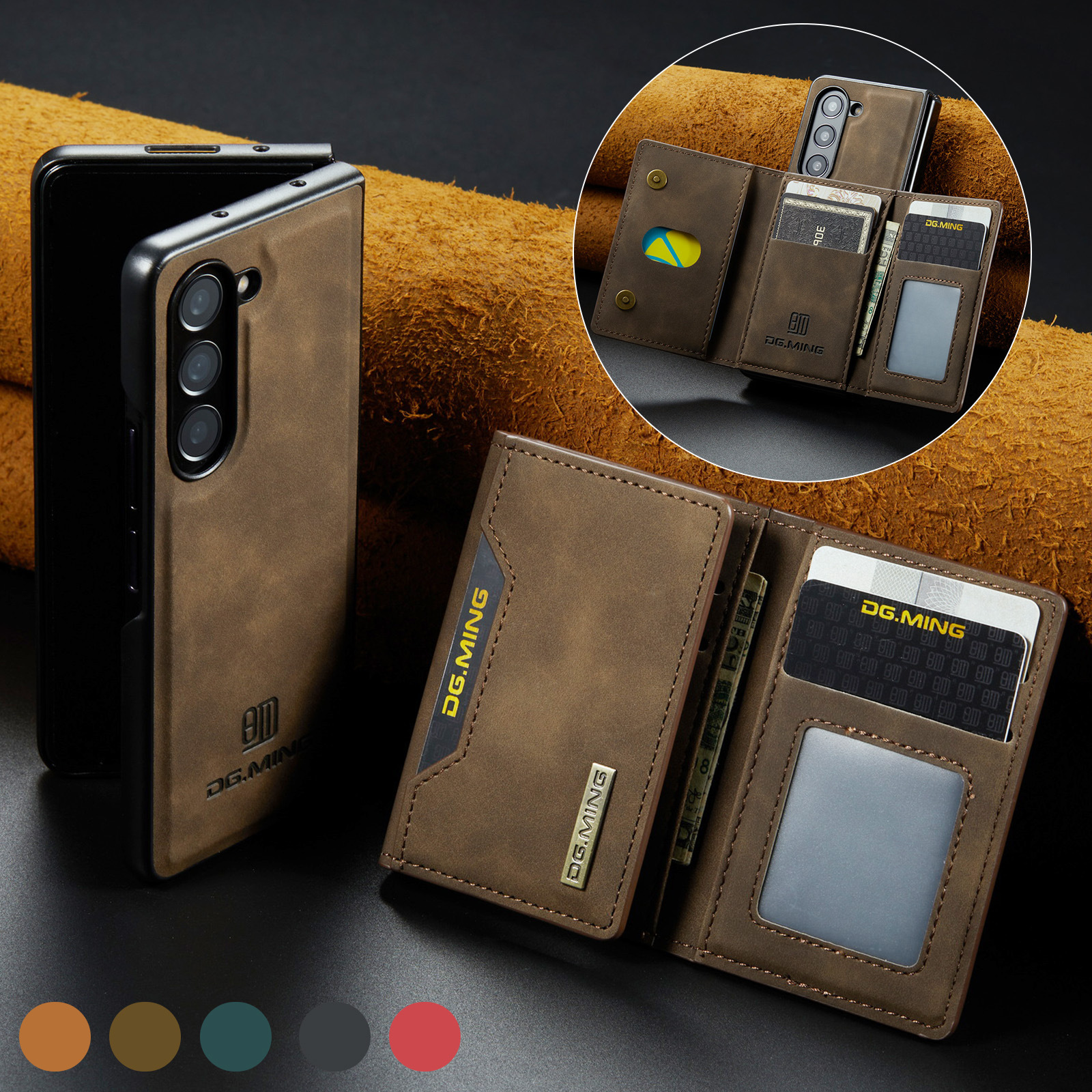 Luxury Card Holder Leather Magnetic Pocket Wallet Phone Case For Samsung Galaxy Z Fold 6 5 4 3 