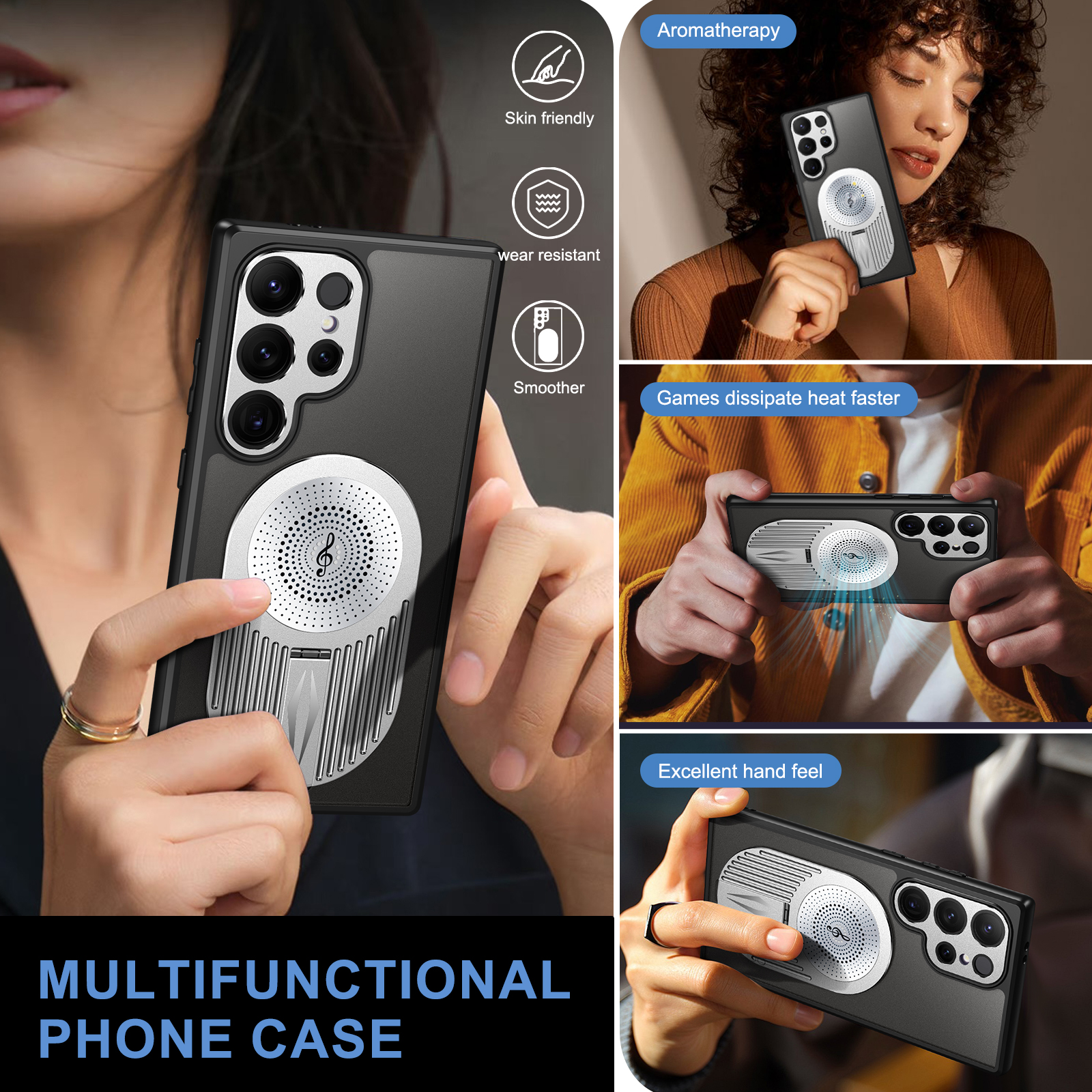 Aromatherapy Heat Dissipation Magnetic Metal Stand Case For Samsung Galaxy S24 S23 S22 Ultra