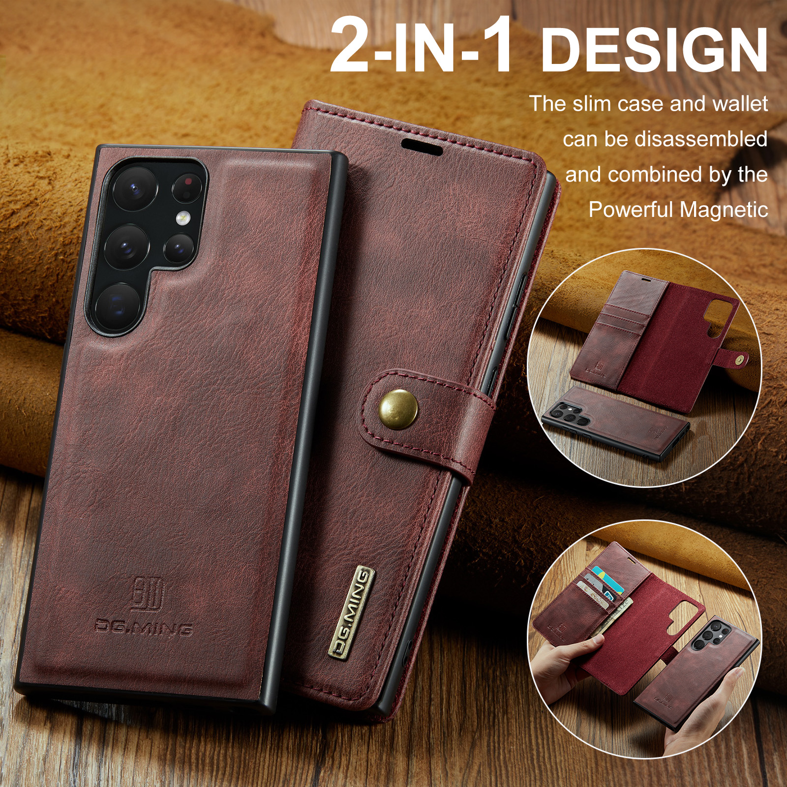2 in 1 Detachable Wallet Case for Samsung Galaxy S24 Ultra Plus