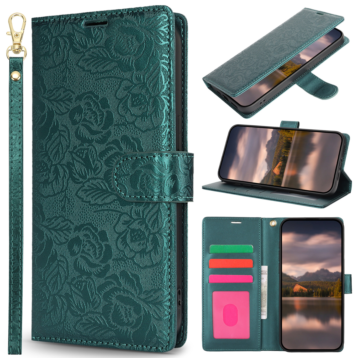 Lanyard Leather Wallet Card Phone Case for Samsung Galaxy S24 Ultra S23 Plus S22 S21