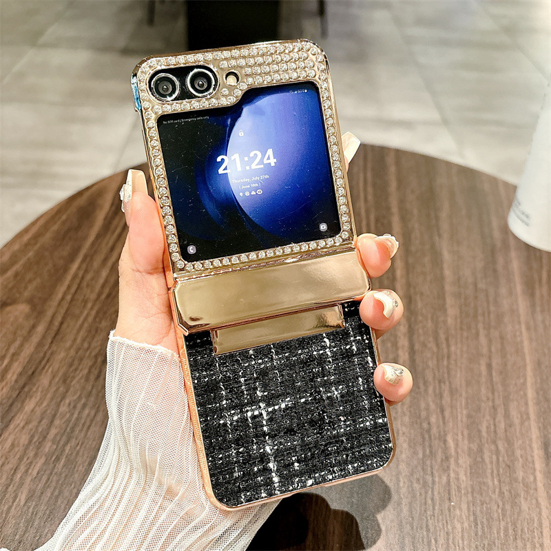 Electroplating Leather Hard Shell Phone Case for Samsung Galaxy Z Flip 6 5 4 3 
