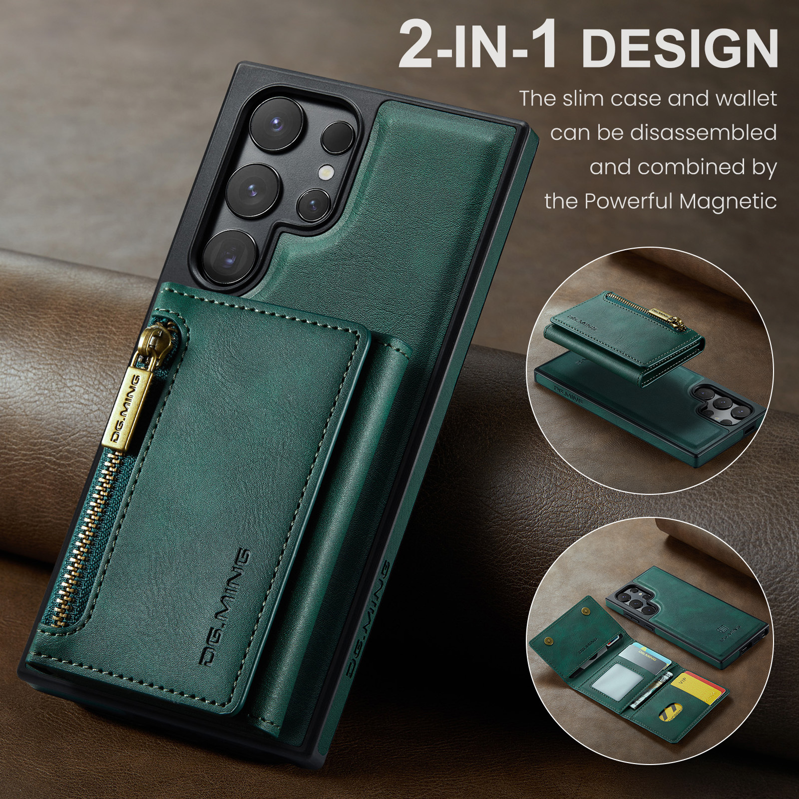 2 In 1 Detachable Magnetic Leather Wallet Phone Case For Samsung Galaxy S24/S23 Series