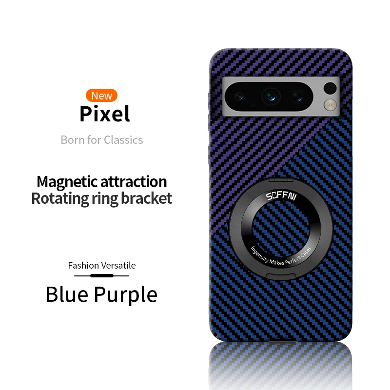 Ultra Thin Matte Carbon Fiber Wireless Charging Magnetic Ring For Google Pixel 8 7 Pro 7A