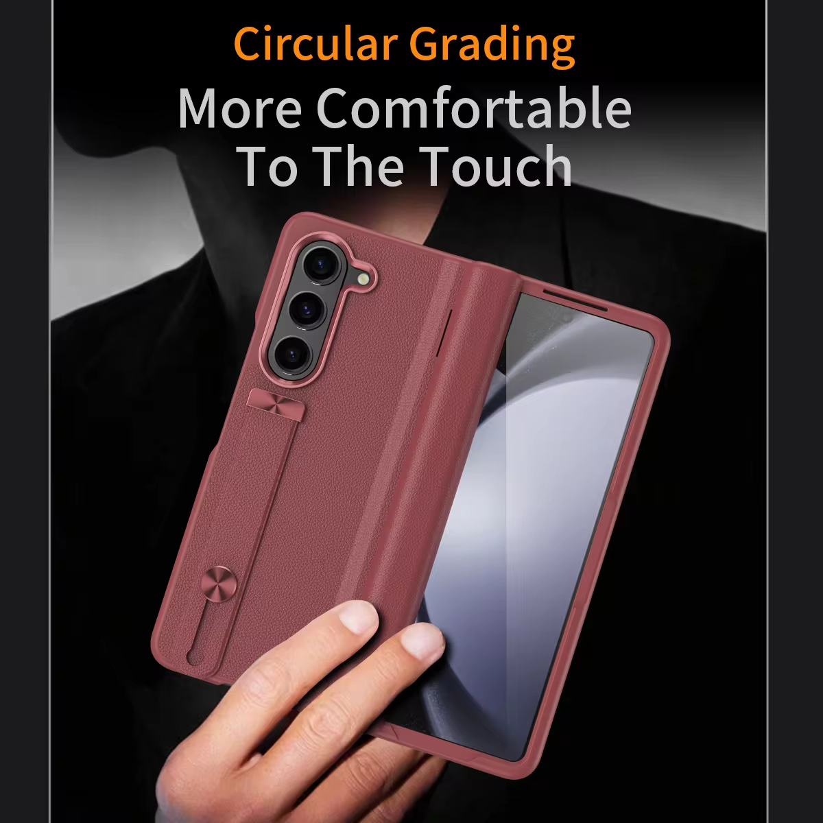 Luxury Leather 3D Wristband Hinged Protective Case With Screen Protector For Samsung Galaxy Z Fold 5/4/3