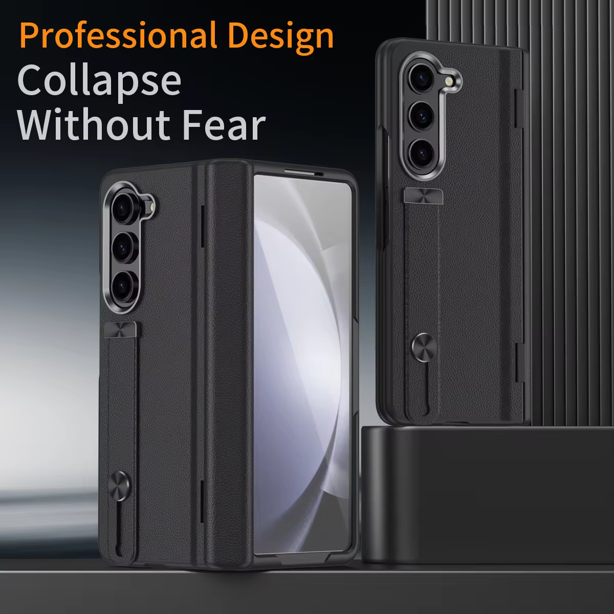 Luxury Leather 3D Wristband Hinged Protective Case With Screen Protector For Samsung Galaxy Z Fold 5/4/3