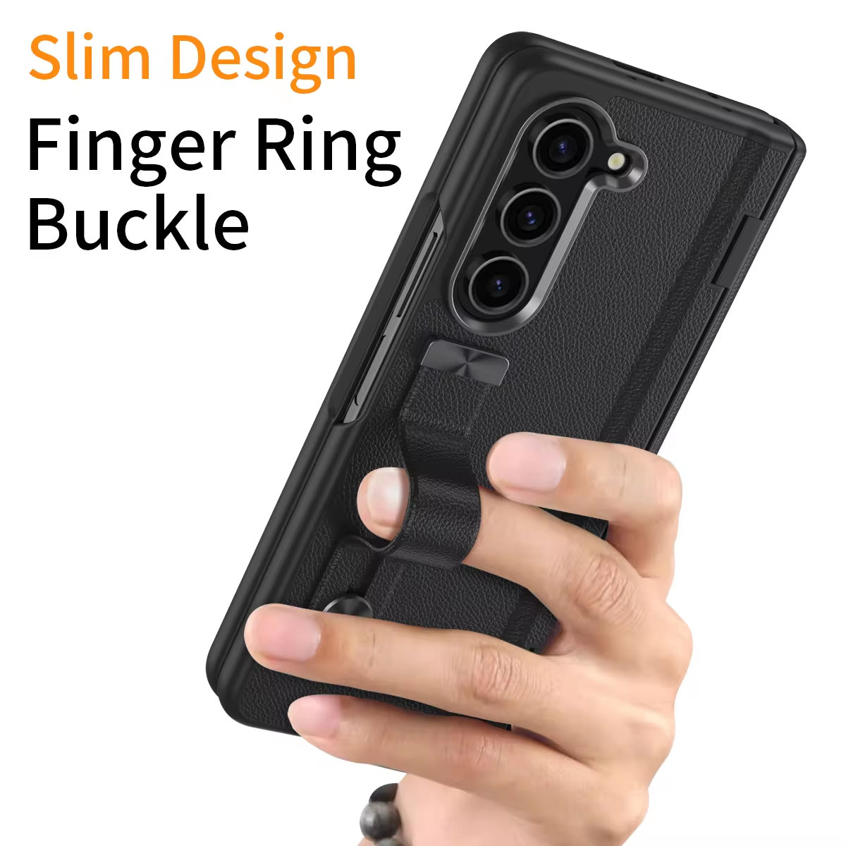 Luxury Leather 3D Wristband Hinged Protective Case With Screen Protector For Samsung Galaxy Z Fold 5/4/3