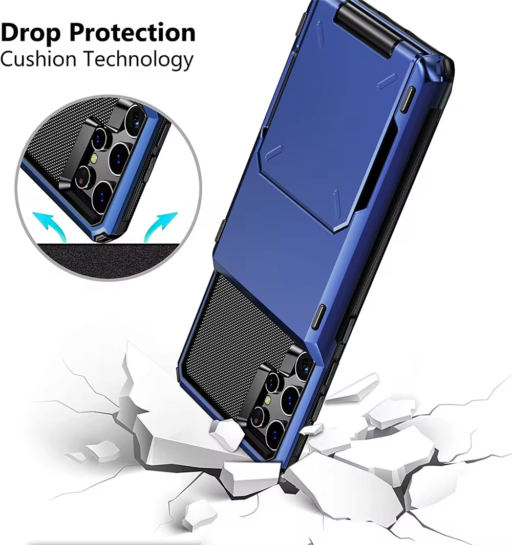 2024 Business Armor Card Slot Flip Hidden Pocket Case For Samsung Galaxy S24 Ultra /Plus 
