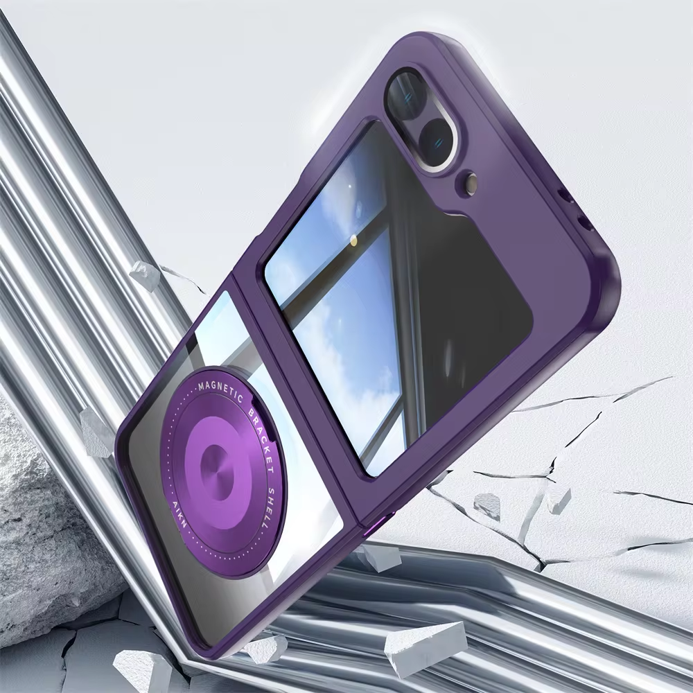 Luxury Metal Magnetic Bracket Case for Samsung Galaxy Z Flip 6 5