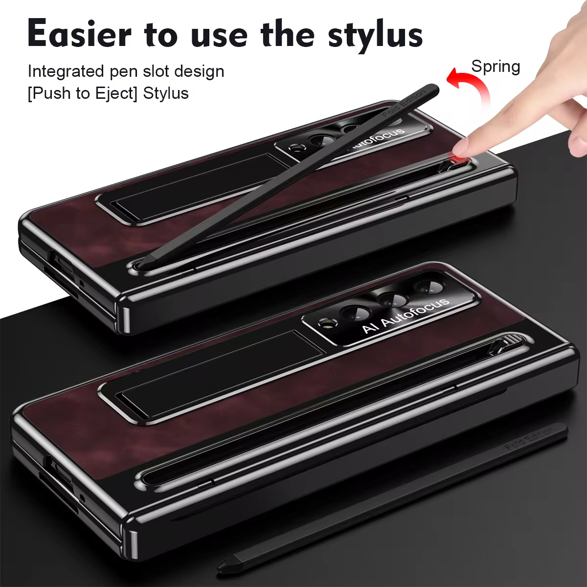 Retro Leather Electroplated Folding Stand Phone Case for Samsung Galaxy Z Fold 5 4