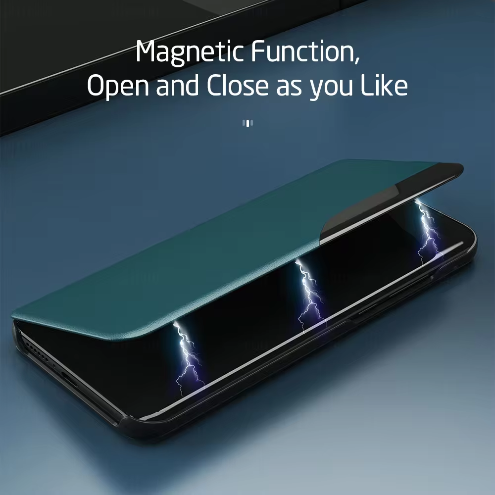 Magnetic Leather Smart View Flip Phone Case For Samsung Galaxy S23FE