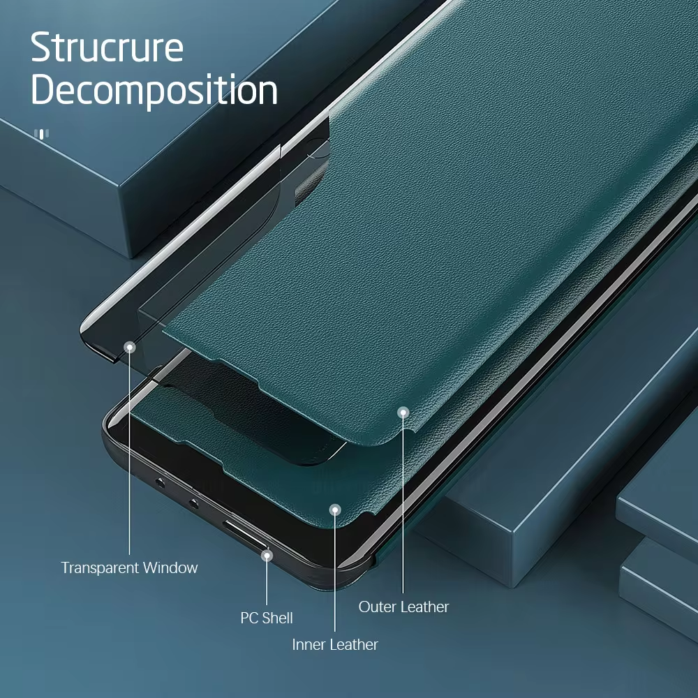 Magnetic Leather Smart View Flip Phone Case For Samsung Galaxy S23FE