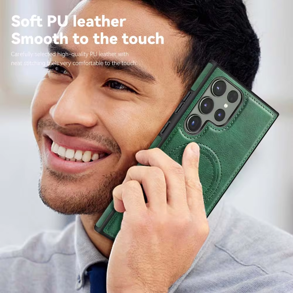 Luxury Leather Magnetic Fold Stand Holder Anti-fall Protective Case For Samsung S24 Ultra Plus