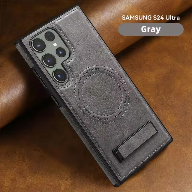 Luxury Leather Magnetic Fold Stand Holder Anti-fall Protective Case For Samsung S24 Ultra Plus