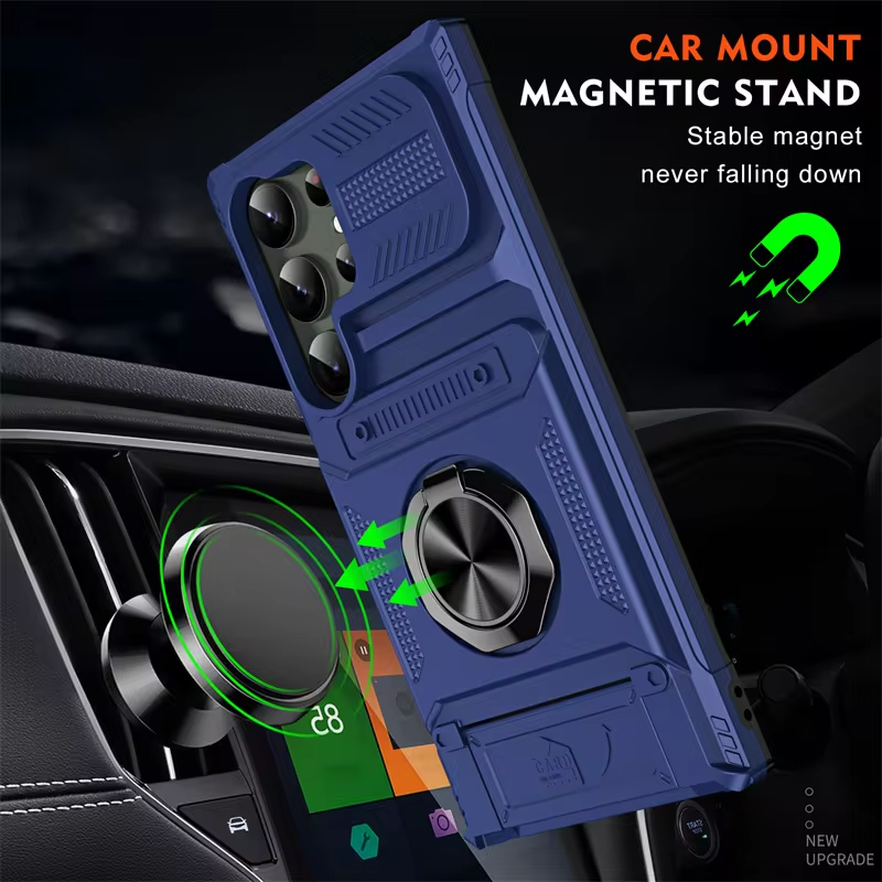 Magnetic Metal Kickstand Shockproof Armor Phone case For Samsung Galaxy S24 Series