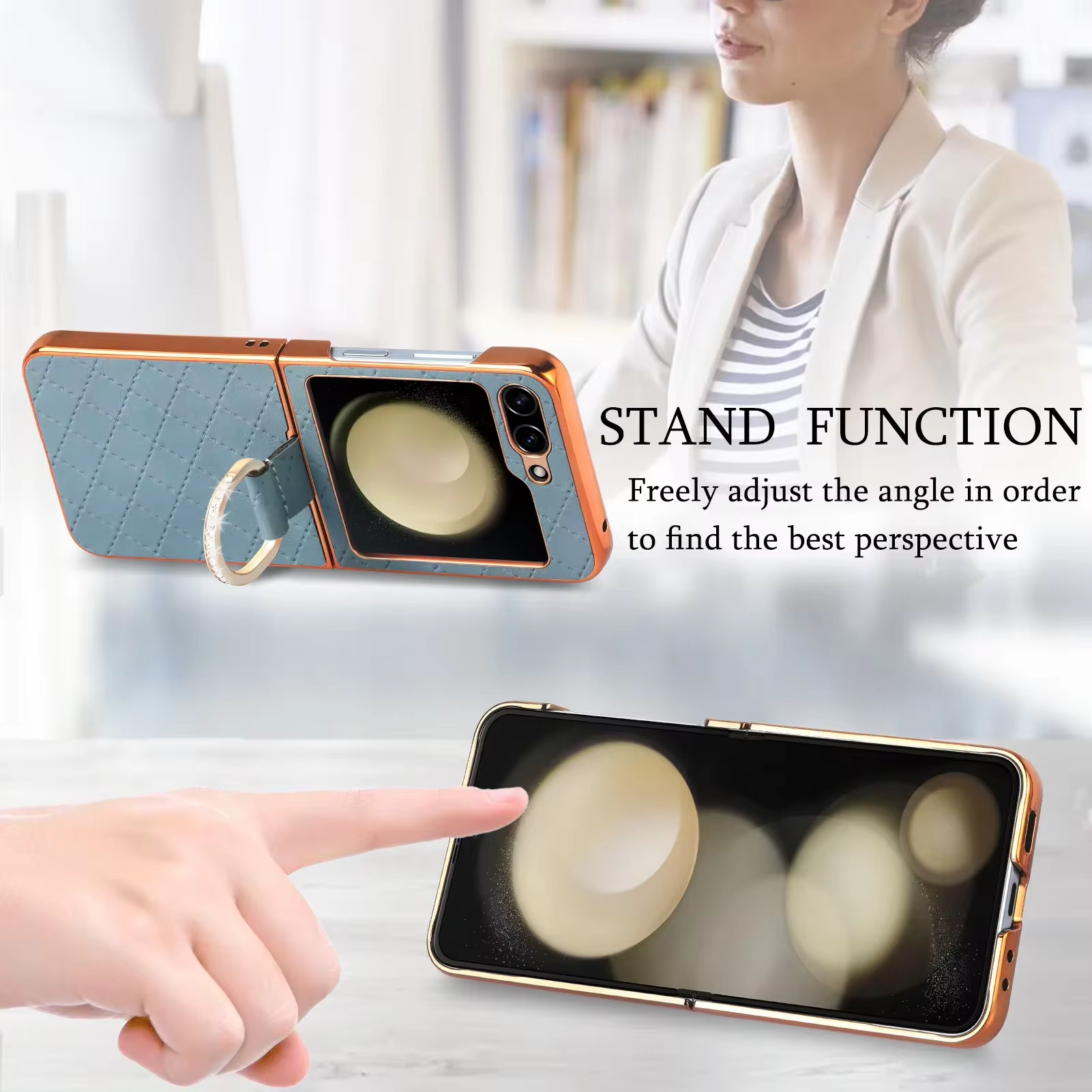 Leather Electroplating Diamond Pattern Phone Case for Samsung Galaxy Z Flip 5 