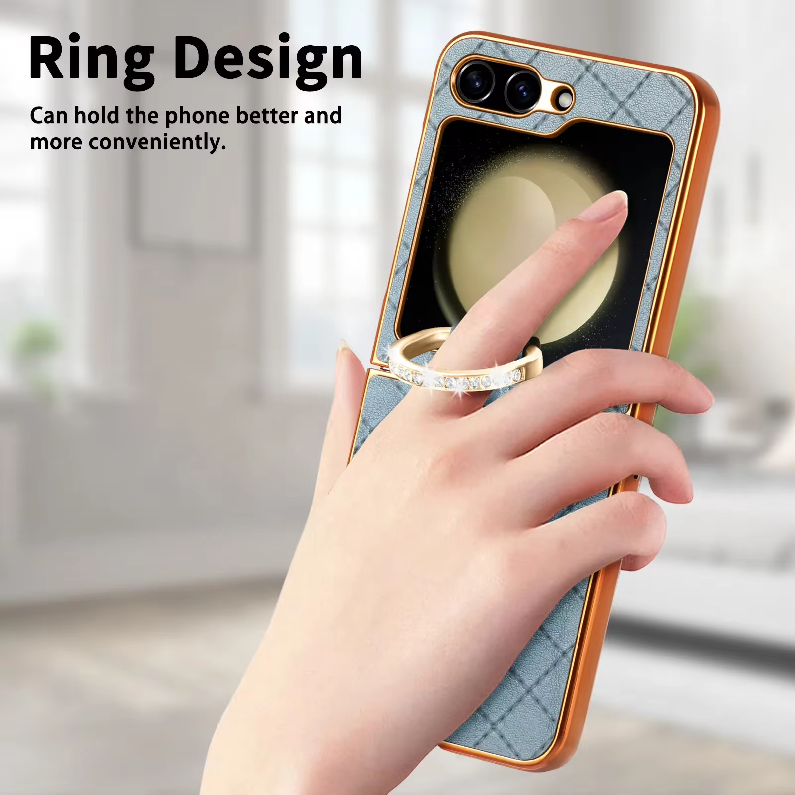 Leather Electroplating Diamond Pattern Phone Case for Samsung Galaxy Z Flip 5 